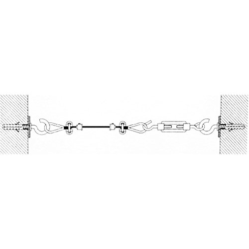 Seilspanngarnitur Niro- Drahtseil Wand, Decke, Wand zu Wand, ca. 5m, Befestigungssystem Gardinen Auswahl: Livorno silber – glanz - 6