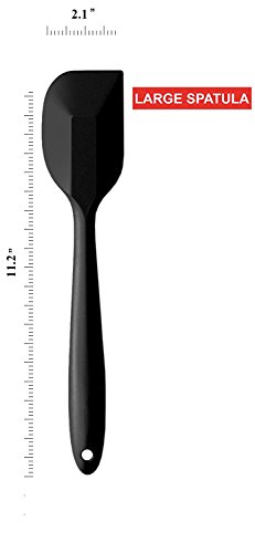 4 Silikon Spatel Hitzebeständig Spatulas Schwarz Rot BPA Frei Silikon Teigschaber Schwarz Rot Set Nicht-Stick, Einem Kern Edelstahl und Nahtloses Einteiliges Design - 5