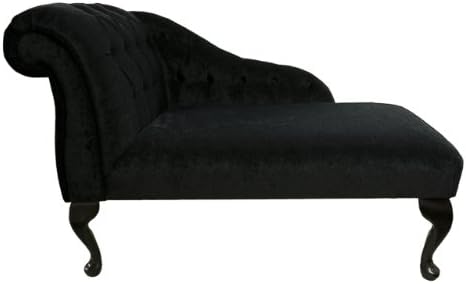 Gorgeous Deep Buttoned Mini Chaise Longue in a Noir Black Pimlico fabric