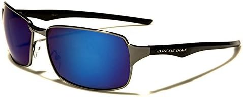 Arctic Blue men's mirrored anti glare sport driving sunglasses Beach Hut Sunglasses pouch included (BLACK/BLUE MIRROR LENS)