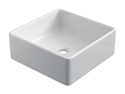 STARBATH PLUS Vasque À Poser Salle De Bain Céramique Forme Carré Lavabo 38 x 38 x 12 cm SIBI