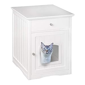 UPP® Casa para gato, cubierta para caja de arena y mueble con cajón, todo en uno I cueva para gato I cobertor para arenero de gato I mueble para gato I casa de gato con cajón I armario de gato