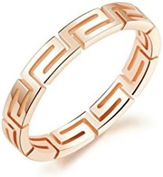 Jasmineees Jewellery Stainless Steel Womens Ring Round Shape Hollow Great Wall Pattern Anniversary Engagement Wedding Band Ring for Womens Ladies Rose Gold Size R 1/2