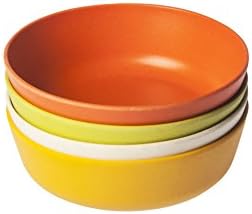 Bamboo 15cm Round Bowls (set of 4 - ivory cream, leaf green, terracotta orange &amp; sun yellow)