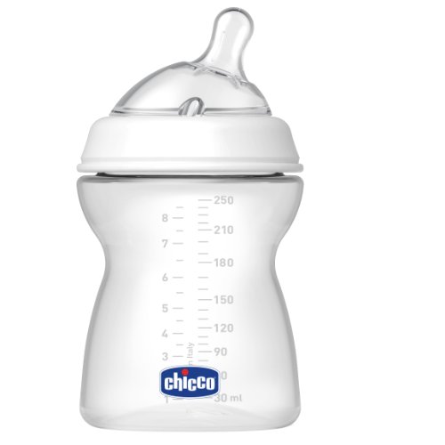 Chicco Natural Feeling PP Feeding Bottle Silicone Teat 250ml Angled End Medium STREAM 2 Months +