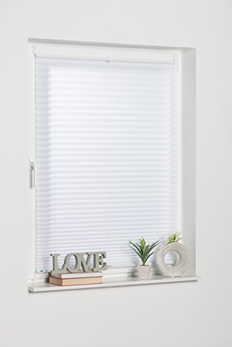 K-home Klemmfix-Plissee Palma Weiß 40 x 130 cm (B x L) Lichtschutz +++ Moderne Crushed Optik +++ - 4