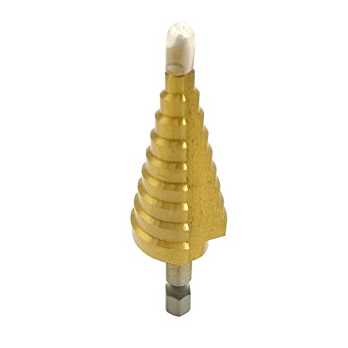 JTENG HSS Hex Shank Pagoda Profi Stufenbohrer Schälbohrer Schälbohrersatz 4-22mm Konusbohrer Kegelbohrer Fräser – Gold - 4