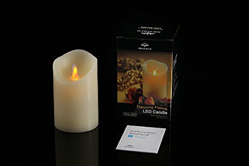 Air Zuker LED Kerzen mit beweglicher Flamme – Echt Flammen Effekt LED Echtwachskerzen 10 Key Fernbedienung und Timer[Klassische Stumpenkerze, Elfenbeinfarbe] – 8 cm * 12.5 cm - 4