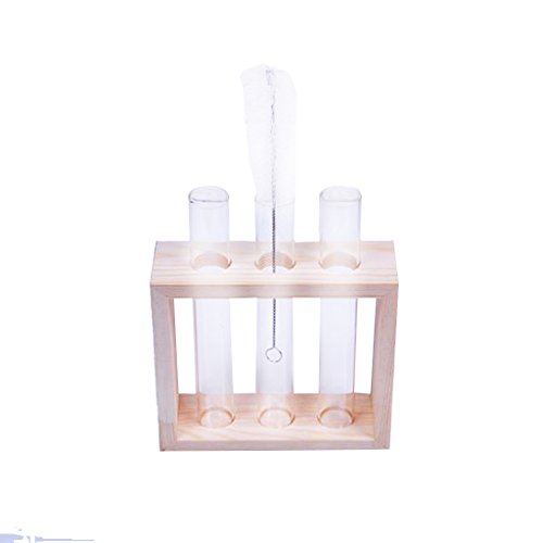 Gazechimp Kristall Glas Vase Halterung Blumen Vase mit Reagenzglasständer Holz Tisch Haus Dekoration - 4