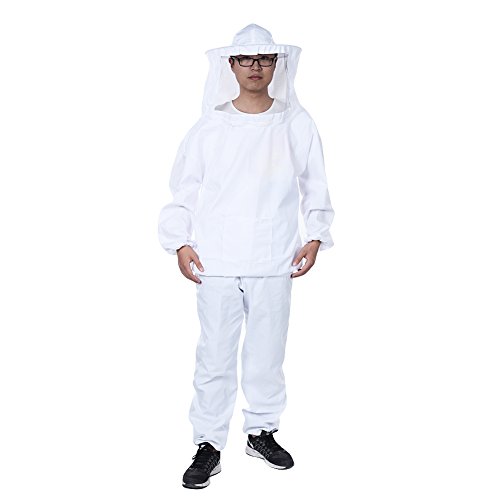Imkeranzug Jacke und Hose mit Bienenhut und Schleier aus Polyesterfasern weiß - 4