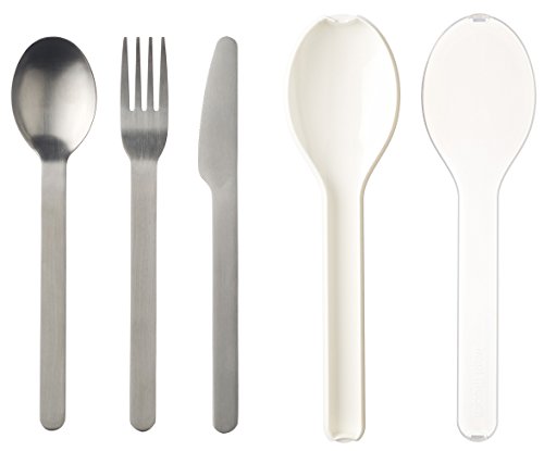Rosti Mepal Besteck-Set Ellipse, Edelstahl/Polypropylen, 19,5 x 5,1 x 2,3 cm, 3-teilig, weiß, 19.5 x 5.1 x 2.3 cm