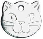 Personalised Solid Chrome, Durable Cat Head Pet ID Tag Disc (ENGRAVED FREE)