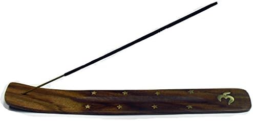 MERCAVIP Thermovip. Incense holder. Large ash wood table 26cm. Brass inlaid. Varied motives