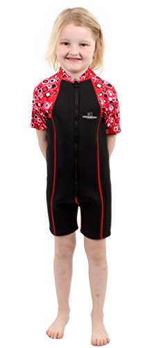 Patterned Lycra Arm Baby Toddler Wetsuit (XL, Black-Red)