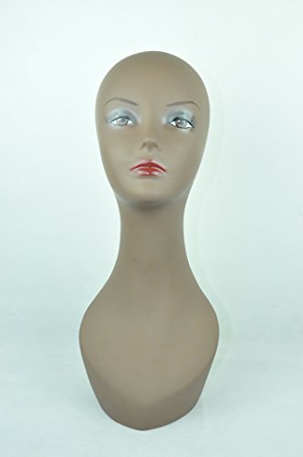 18" Tall PVC Plastic Female Mannequin Head Brown Color PV3
