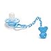 ELENXS Infant Baby Pacifiers Nipples Soother with Chain Clip Buckle Holder Blue