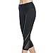 Produktbild HWTOP Hosen Caprihose Frauen Sweatshorts Damen Kurze Leggings Net Garn High Waist Fitness Hip-Lifting Taille Stretching Trainingshose Slim Fit Fitnesshose Stretch Yogahosen Laufen Shorts, Schwarz