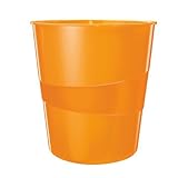 Lieferumfang: 1x Leitz Papierkorb, 15 Liter, WOW, Abmessungen: 29 x 32,4 x 29 cm (BxHxT), Material: Kunststoff (Polystyren), Farbe: Orange Metallic, Gewicht: 350 Gramm, 52781044