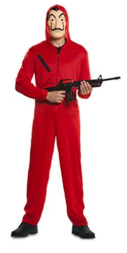 Ciao- Tuta e Maschera rapinatore Carta Originale Casa de Papel (Taglia M Costumi, Colore Rosso, M/L, 706842