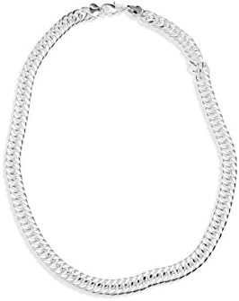 Enez Necklace 925 Silver-Plated Bracelet, Byzantine Chain, Curb Chain 10 mm Length 50 cm B099