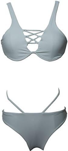 Women's Push up Swimwear Solid Color Criss Cross Strappy Triangle Bikini Set