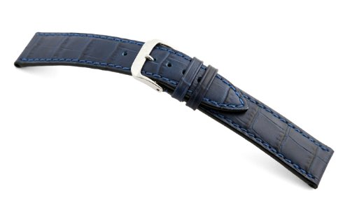 RIOS1931 Uhrenarmband Louisiana Crocodile Calf Rindleder Marineblau Bandanstoss 22 mm RIOS1931 Uhrenarmband Louisiana Crocodile Calf Rindleder Marineblau Bandanstoss 22 mm