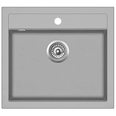 vidaXL Évier de Cuisine en Granit Bac Unique Gris Maison Décor de Cuisine