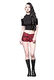 Größe: M Queen of Darkness - Rote Hotpants mit schwarzen Totenköpfen