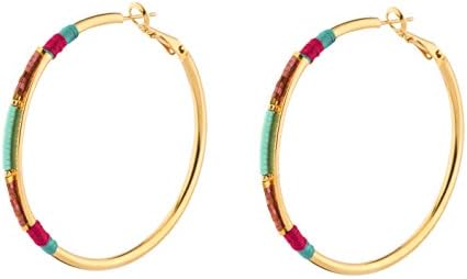 SATELLITE Women's "Janis" Gold Plated Brass Turquoise Colour Small Hoop Earrings