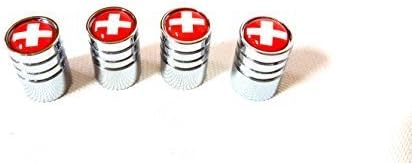 4x car valve cap valve caps chrome with Switzerland flag CH Logo Switzerland valve for all vehicle, car, truck, Bus models, Set of 4