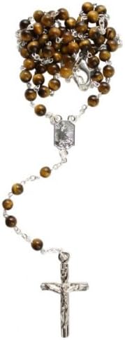 Silver Plated Tiger Eye Rosary in Case 36 cm