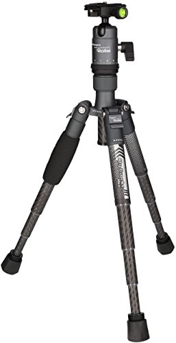 Rollei City Traveler Mini - Super leichtes Tischstativ aus Carbon, Ministativ perfekt fÃ¼r DSLM Kameras, Smartphones, Actioncams und 360 Grad Kameras, Arca Swiss kompatibel, incl. Kugelkopf und Stativtasche - Titan