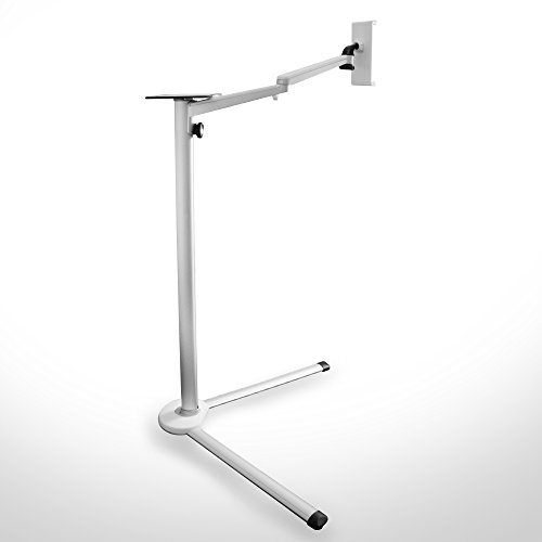 System-S Bodenständer verstellbare Halterung Universal Boden Stativ Fuß Ständer Arm (360° Rotation) Messe Präsentations Ständer für Notebook Laptop Tablet und Smartphone - 2
