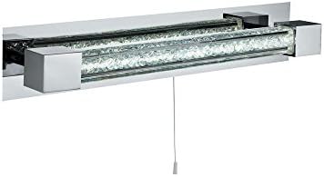 LED Polished Chrome Bathroom Cystal Glass Bar Switched Wall Light