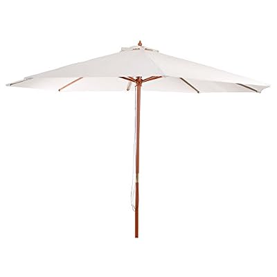 Mendler Parasol en bois, parasol de jardin Florida, parasol de marché, 3,5m ~ crème