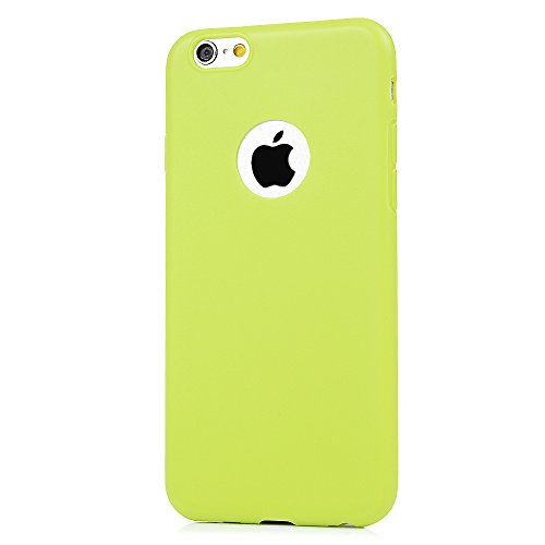 Badalink Case für iPhone 6 Plus/iPhone 6S Plus (5,5 Zoll) TPU Case Handycase Schutzhülle Handytasche Matt mit Logo-Loch Hellgelb+Grüngelb+Rot - 5