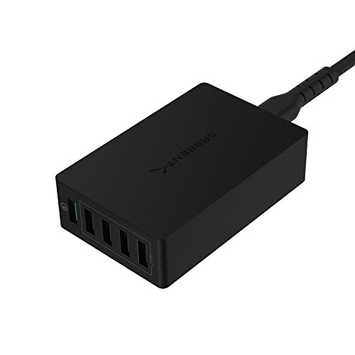 Sabrent Ladegeräte & Adapter Quick Charge 3.0 [UL-zertifiziert] 54W 5-Port Anschlüsse Family-Sized Desktop. USB-Schnellladegerät. Smart-USB-Ladegerät mit Auto Detect Technologie [Schwarz] (AX-QCS5) - 2
