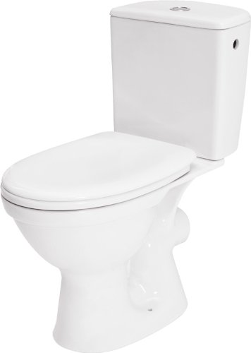 Stand WC Set Toilette bodenstehend Abgang waagerecht Spülkasten Keramik + WC Sitz - 2
