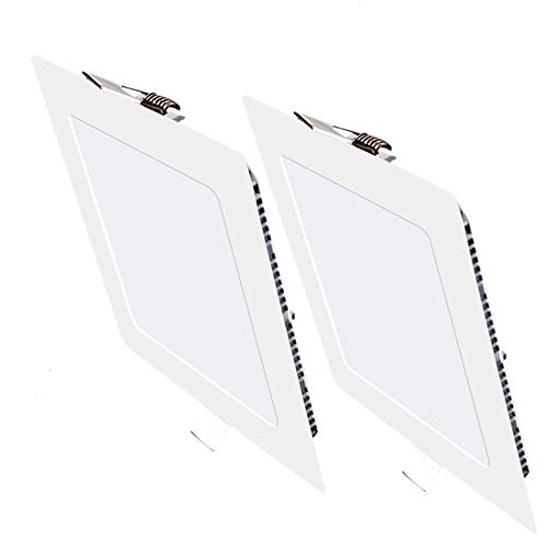 Pack 2x Downlight LED Led Panel light Cuadrado 24W 6500K blanco frio Ultradelgado LED Panel Downlight Iluminación interior Para oficina hogar pasillo dormitorio pasillo Hall Sala de estar