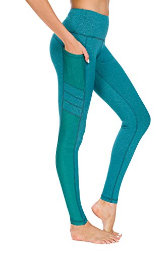 New Mincc Leggings de Sport pour Femme Pantalon Yoga Fitness Minceur Long avec Poches Basique élastique Running Skinny, C Vert 1988 Fba, L