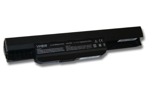 vhbw Li-Ion Akku 6600mAh (11.1V) schwarz passend für Notebook Asus A54, A54C, A54H, A54HO, A54HR, A54HY, A54L, A54LY wie 07G016H31875M, 0B20-00X50AS.