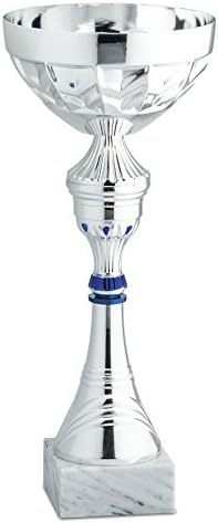 Trophy for premiazioni Sports Cup – Color Silver and Body with Inserts Blue with Marble Base – H CM 33 D CM 14 – Finished – Made in Italy – Gift Idea