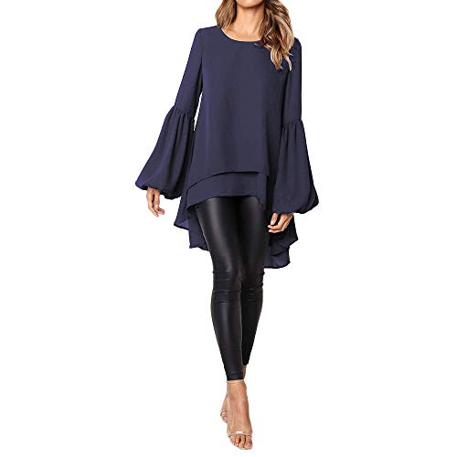 Preisvergleich Produktbild Damen Pullover Kleider,Dasongff Einfarbig Langarmshirts Rundhals Blusen Sweatershirts Streetwear Casual Batwing Longpullover Oberteil Tops Lose Asymmetrisch Sweatshirt Tunika