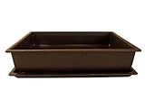 Eckige Bonsaischale mit passendem Untersetzter, bietet ausreichend Platz für das Wurzelwerk Ihres Bonsais