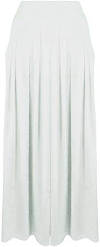 Ladies Womens Plain Pleated Elasticated Waist Pocket Long Maxi Skirt Size 8-14