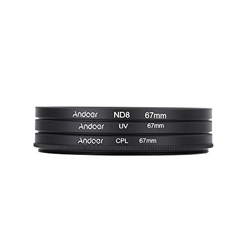 Andoer 67mm UV   CPL   ND8 Filter Kit circulaire filtre polarisant circulaire ND8 densit   neutre Filtre avec Sac pour Nikon Canon Pentax Sony DSLR