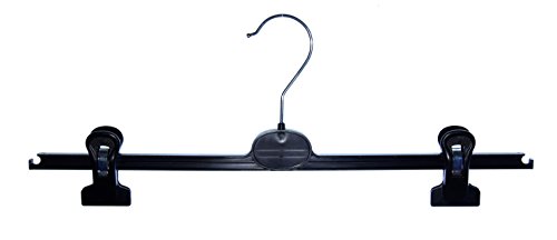 Hagspiel Kleiderbügel 20 Stk. Kleiderbügel aus Kunststoff, schwarz, mit 2 extra starken verschiebbaren Klammern, 40 cm - 4