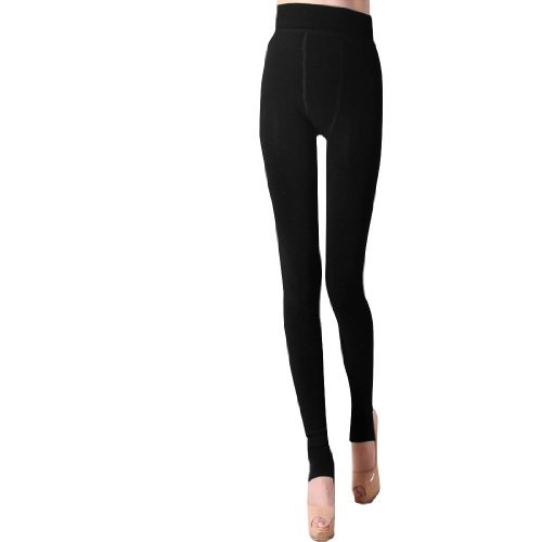 Miki&Co Woman Elastic Waist Warm Fleece Lined Stirrup Leggings Black XS