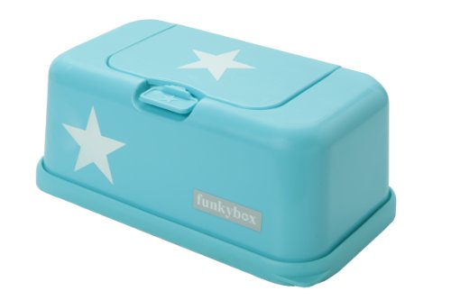 FunkyBox Easy Wipe Dispenser Box Turquoise blue white star