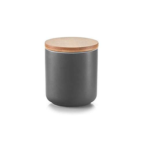 Zeller 19825 Gewürzdose "Ahrin" aus Keramik mit Bamboodeckel 200ml Ø 7,5 x 8,5 cm anthrazit